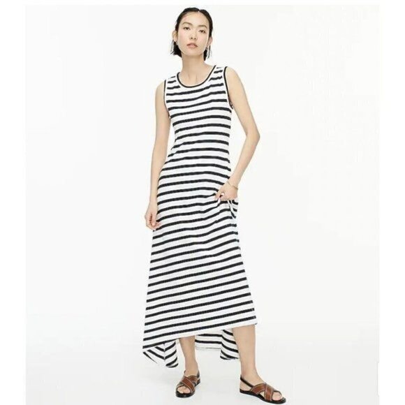 J. Crew Petite High low maxi dress AO479 S PS asymmetrical striped - Picture 1 of 5